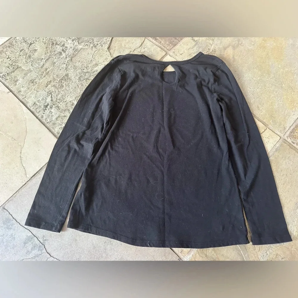 Justice Black Daisy Graphic Long Sleeve Tee Boho Whimsy Girls Size 10